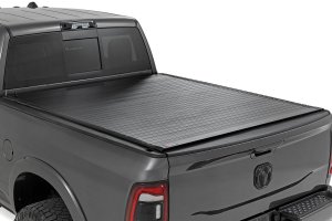 Ram 1500 Classic Hard Roll Up Bed Cover - Rough Country - Flush, Low-Profile Design - Matte Black - '19-'24